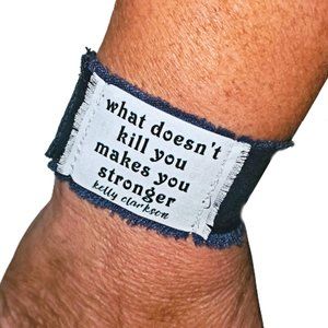 Kelly Clarkson Stronger Lyrics Blue Fabric Cuff Bracelet Pop Music Jewelry Gift